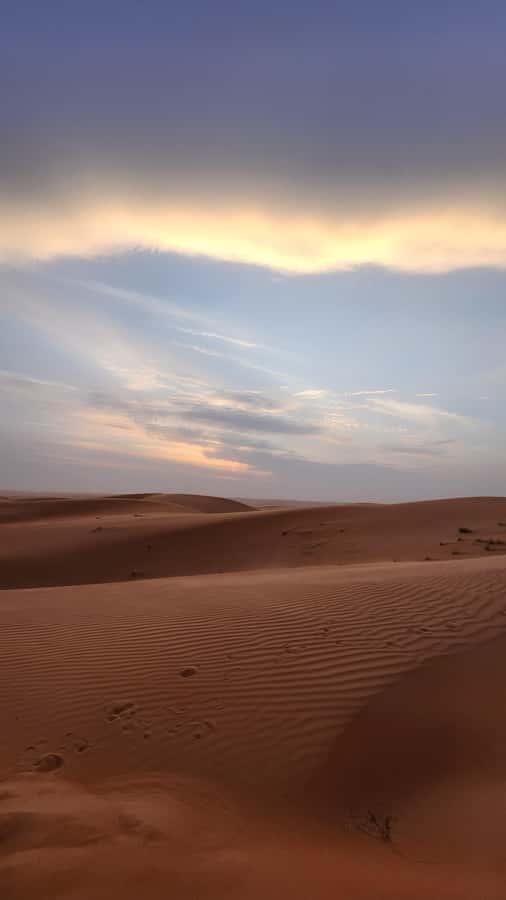 Sunset at wahiba desert - Wahiba Sands activities: camel ride, sandboarding, quad bike, and dune moments